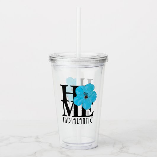 HOME Indialantic Blue Hibiscus Acryl Drinkbeker (Voorkant)