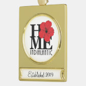  HOME Indialantic Hibiscus (jaar toevoegen) Verguld Banner Ornament (Links)