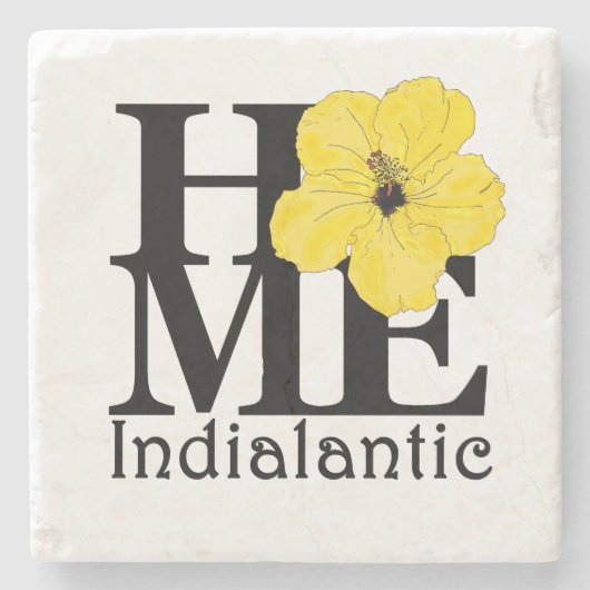 HOME Indialantic Yellow Hibiscus Stenen Onderzetter (Voorkant)