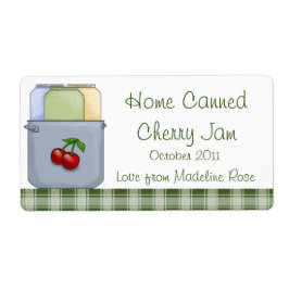 Home Ingeblikt Cherry Jam Jar Label (personalisere