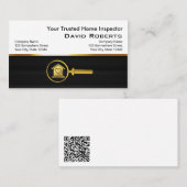 Home Inspectie Modern Zwart Goud Vastgoed QR Visitekaartje (Voorkant / Achterkant)