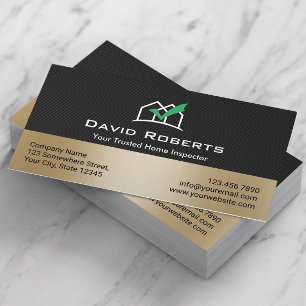 Home Inspection Modern Black & Gold Real Estate Visitekaartje