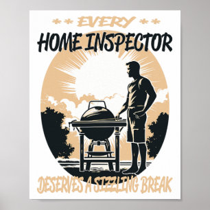 Home Inspector Funny BBQ Chef of Grill Fun Poster