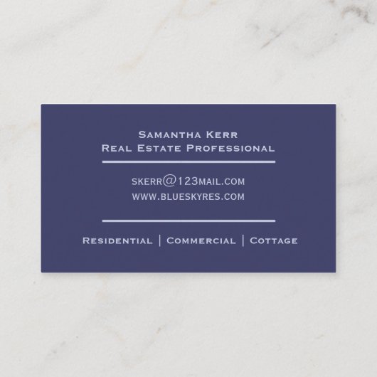 Home Inspector Real Estate Agent Reality Services Visitekaartje (Achterkant)