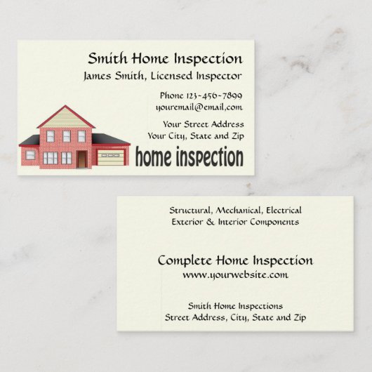 Home Inspector Visitekaartje (Voorkant / Achterkant)