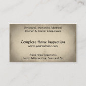 Home Inspector Visitekaartje (Achterkant)