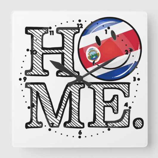 Home is Costa Rica Smiling flag Housewarming Vierkante Klok (Voorkant)