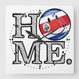 Home is Costa Rica Smiling flag Housewarming Vierkante Klok