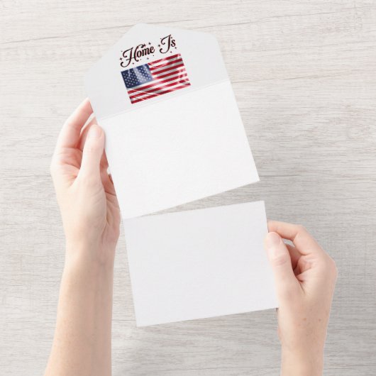 Home Is de Verenigde Staten Vlag Gelukkig 4th van  All In One Uitnodiging (Afscheurbaar)