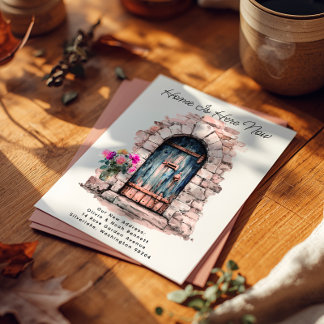 Home is Here - Modern New Address Watercolor Door Aankondigingskaart