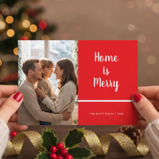 Home Is Merry Family Together Christmas Card Feestdagenkaart