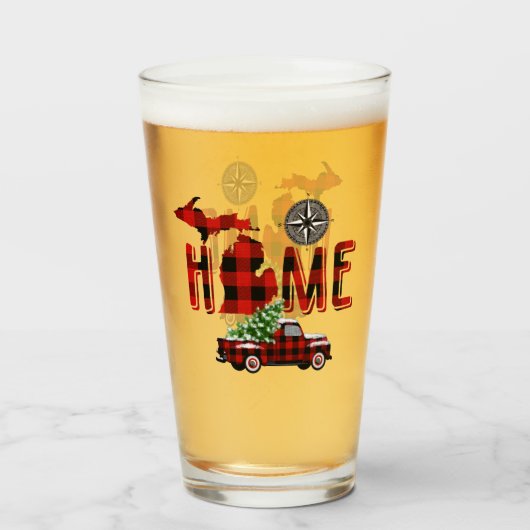 Home is Michigan | Buffalo Play Truck | Kompas Glas (Voorkant gevuld)