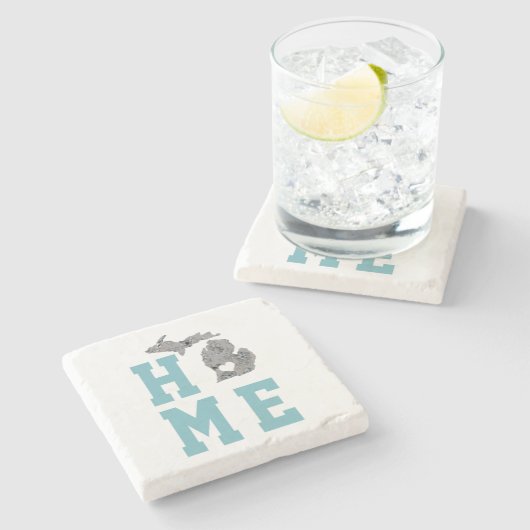 Home is Michigan de Grote Meren Staat Stenen Onderzetter (Zijkant)