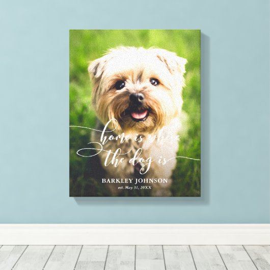 Home is waar de hond is aangepaste foto canvas kun afdruk (Insitu (Houten vloer))