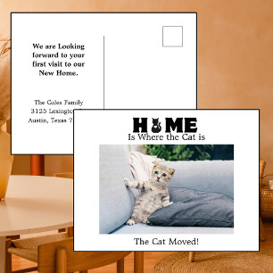Home is Waar de Kat is Bewegende Aankondiging Briefkaart
