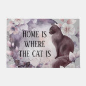 Home is Waar de Kat is Schattige Offerte Waterverf Deurmat (Voorkant)