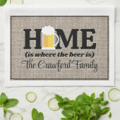 Home is waar het bier wordt gepersonaliseerd theedoek (Gevouwen)