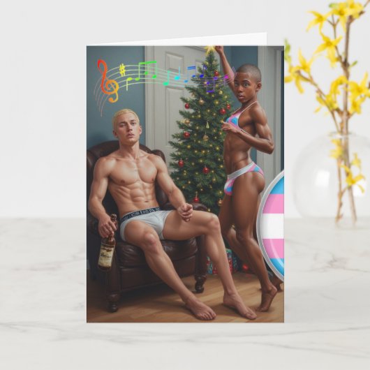 Home is waar het hart is: Gay Christmas Kaart (Gele Bloem)