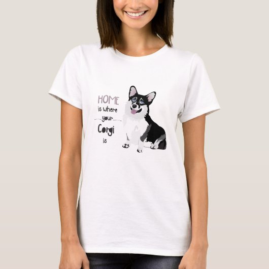 HOME IS WAAR JE CORGI IS - PUPPY DOG T-SHIRT (Voorkant)