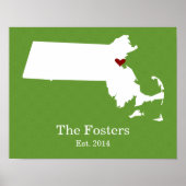 Home is waar je hart is - Massachusetts Poster (Voorkant)