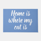 Home is waar mijn CAT wit script blauw is Deurmat (Voorkant)