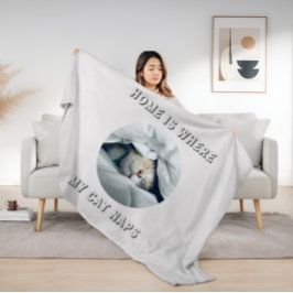 Home is waar mijn kat duwt aangepaste foto fleece deken