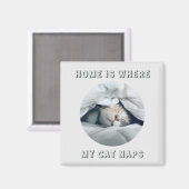 Home is waar mijn kat duwt aangepaste foto magneet (Voorkant / Achterkant)