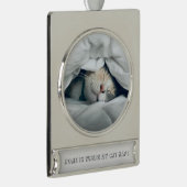 Home is waar mijn kat duwt aangepaste foto verzilverd banner ornament (Rechts)