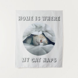 Home is waar mijn kat duwt aangepaste foto wandkleed