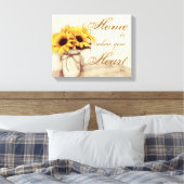 Home is waar Zonnebloem Mason Jar gewikkeld canvas Afdruk (Insitu (Slaapkamer))