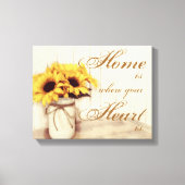 Home is waar Zonnebloem Mason Jar gewikkeld canvas Afdruk (Voorkant)
