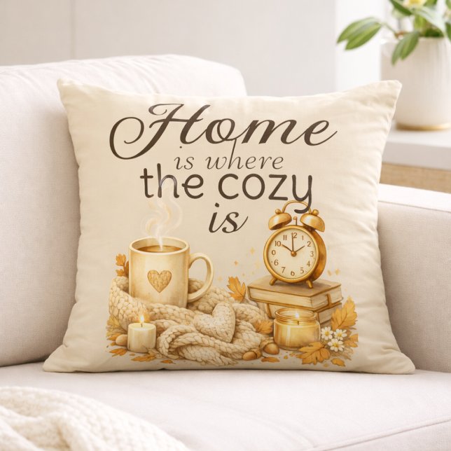 Home Is Where Cozy Is Brown Oatmeal Cozy Kussen (Creator heeft geüpload)