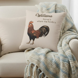 Home Is Where Family Is Rooster Decorative Pillow Kussen