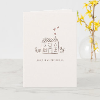 Home Is Where Mum Is Card – House Sketch Mother’s  Kaart