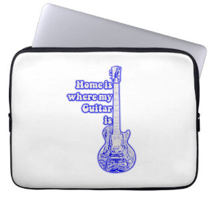 Home is where my guitar is vintage blue guitar. laptop sleeve