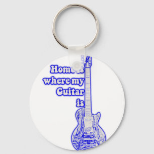 Home is where my guitar is vintage blue guitar. sleutelhanger