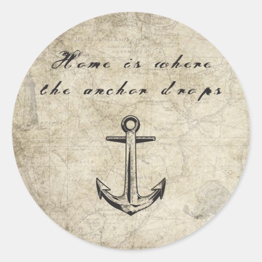 Home is Where the Anchor Drops Ronde Sticker (Voorkant)