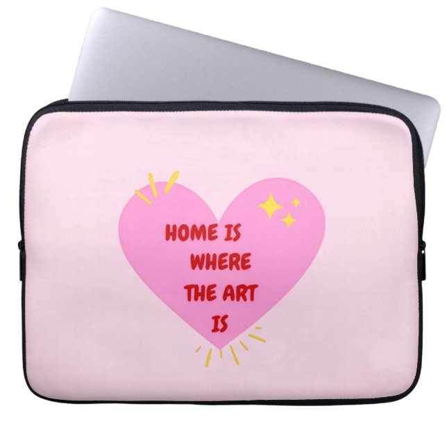 Home Is Where The Art Is – Cute Heart Inspirationa Laptop Sleeve (Voorkant)