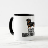 Home Is Where the Black & Tan Dachshund Is Coffee  Mok (Voorkant links)