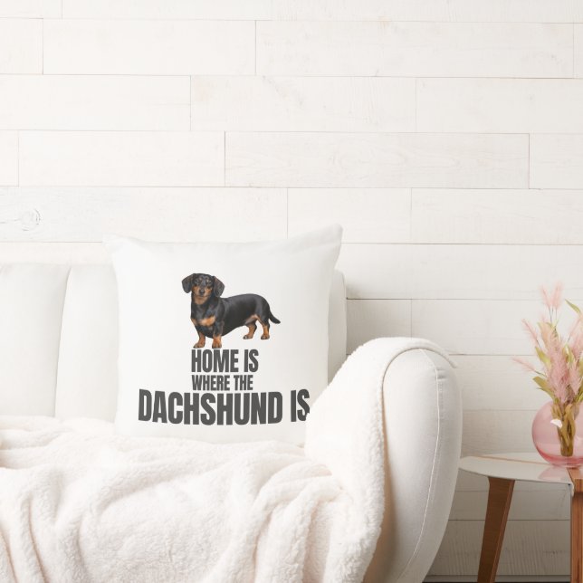 Home Is Where the Black & Tan Dachshund Is Kussen (Bank)