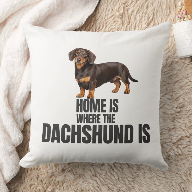 Home Is Where the Chocolate & Tan Dachshund Kussen (Deken)