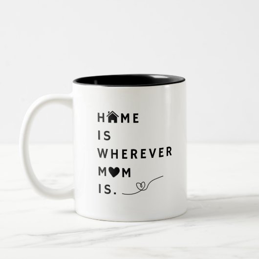 Home Is Wherever Mom Is – Gift For Mom Tweekleurige Koffiemok (Links)