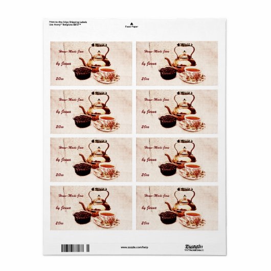 Home-Jam - elk smaakconservenlabel Etiket (Full Sheet)