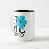 HOME Kalaheo Blue Hibiscus "15oz Tweekleurige Koffiemok (Voorkant links)