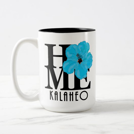 HOME Kalaheo Blue Hibiscus "15oz Tweekleurige Koffiemok (Links)