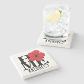 HOME Kalaheo HI Red Hibiscus Stenen Onderzetter (Zijkant)