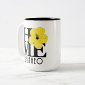 HOME Kalaheo Yellow Hibiscus 15oz Tweekleurige Koffiemok (Voorkant links)