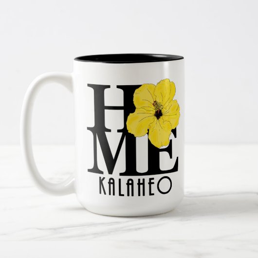 HOME Kalaheo Yellow Hibiscus 15oz Tweekleurige Koffiemok (Links)