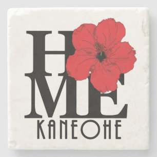 HOME Kaneohoe Red Hibiscus Stenen Onderzetter