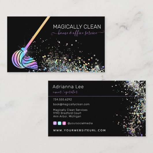 Home & Kantoor Cleaning of Maid Service Holographi Visitekaartje (Voorkant / Achterkant)